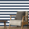 Harmonie Stripe Design Wallpaper Roll in  Blue and White Color