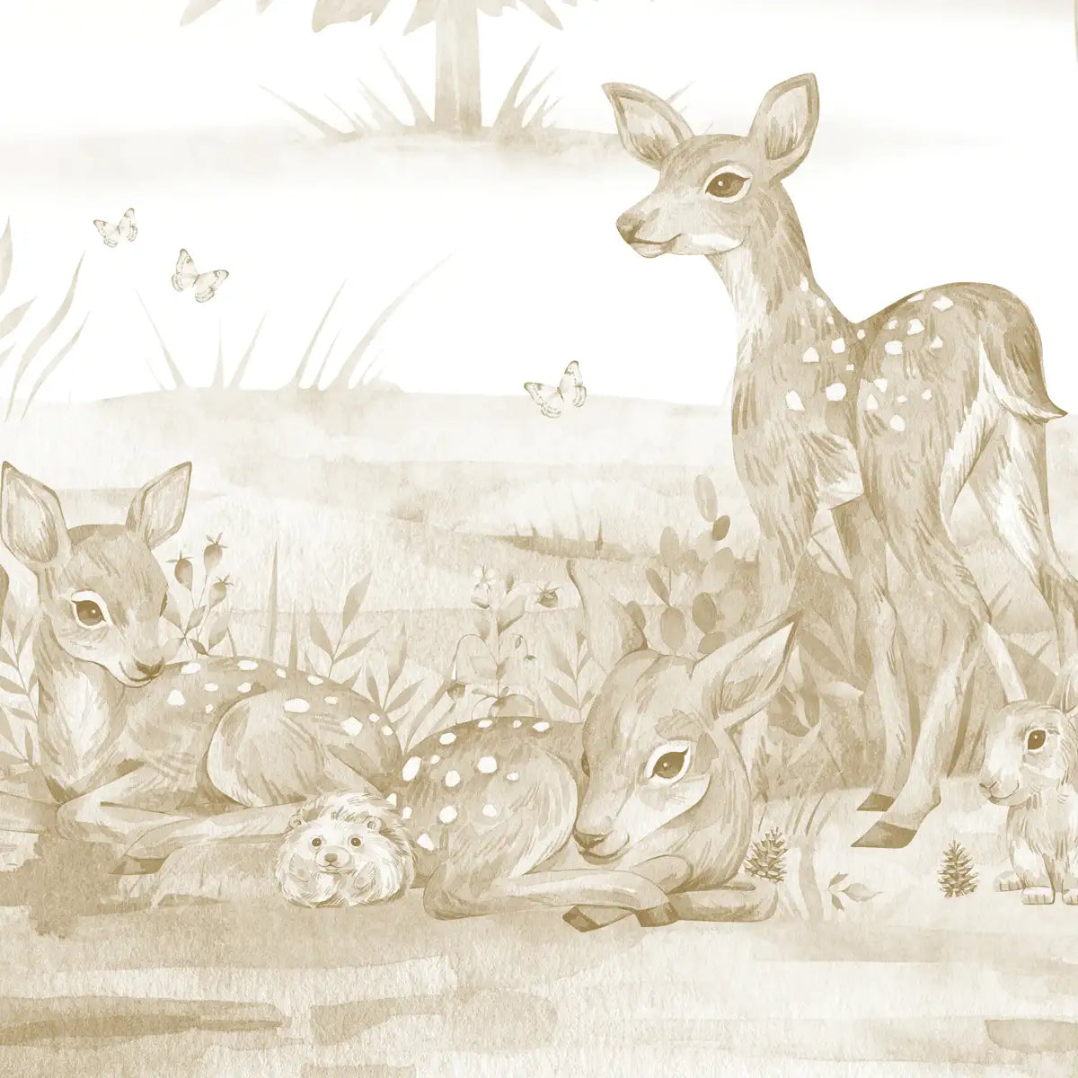 Jungle Safari Kids Room Wallpaper, Customised Sepia Color