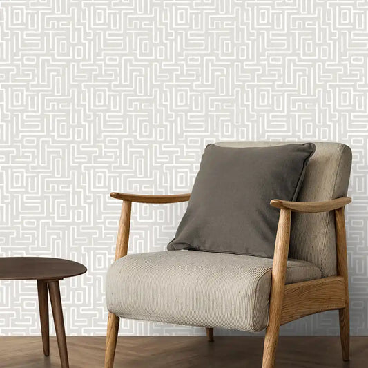 Intersect Design Wallpaper Roll in Ivory Color Buy Online