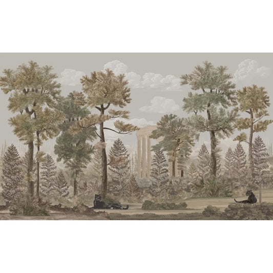 Twilight Haven Vintage European Style Wallpaper Smoky Olive Color