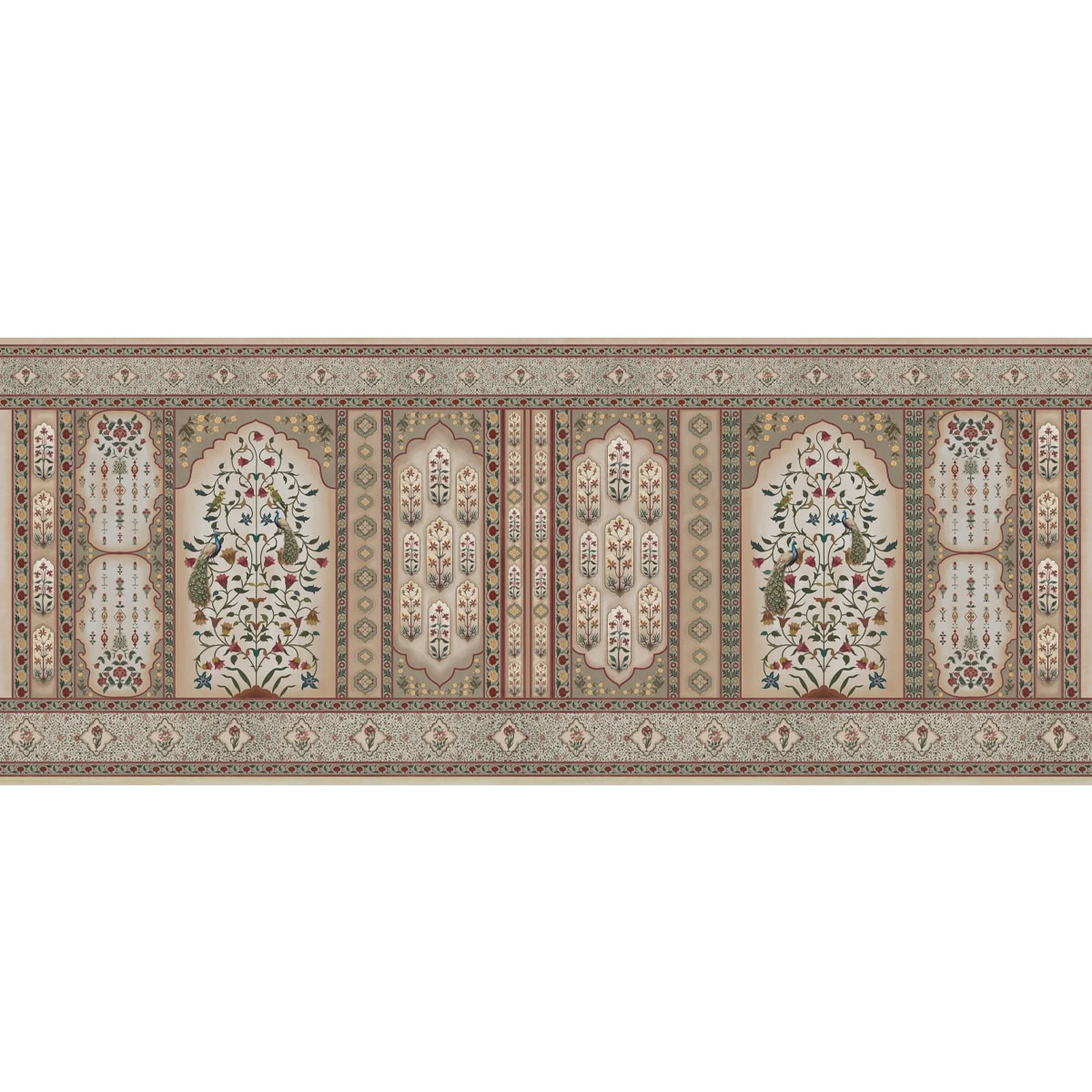 Mdhuban Indian Floral Jharoka Wallpaper in Suneherii Collection in Green Buy Now 