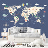 Blue World Map for Boys Room Walls