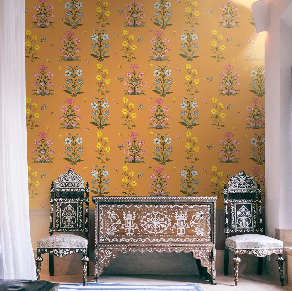 Indian Rusty Background Indian Motifs Wallpaper for Walls, Deep Rust | Life n Colors