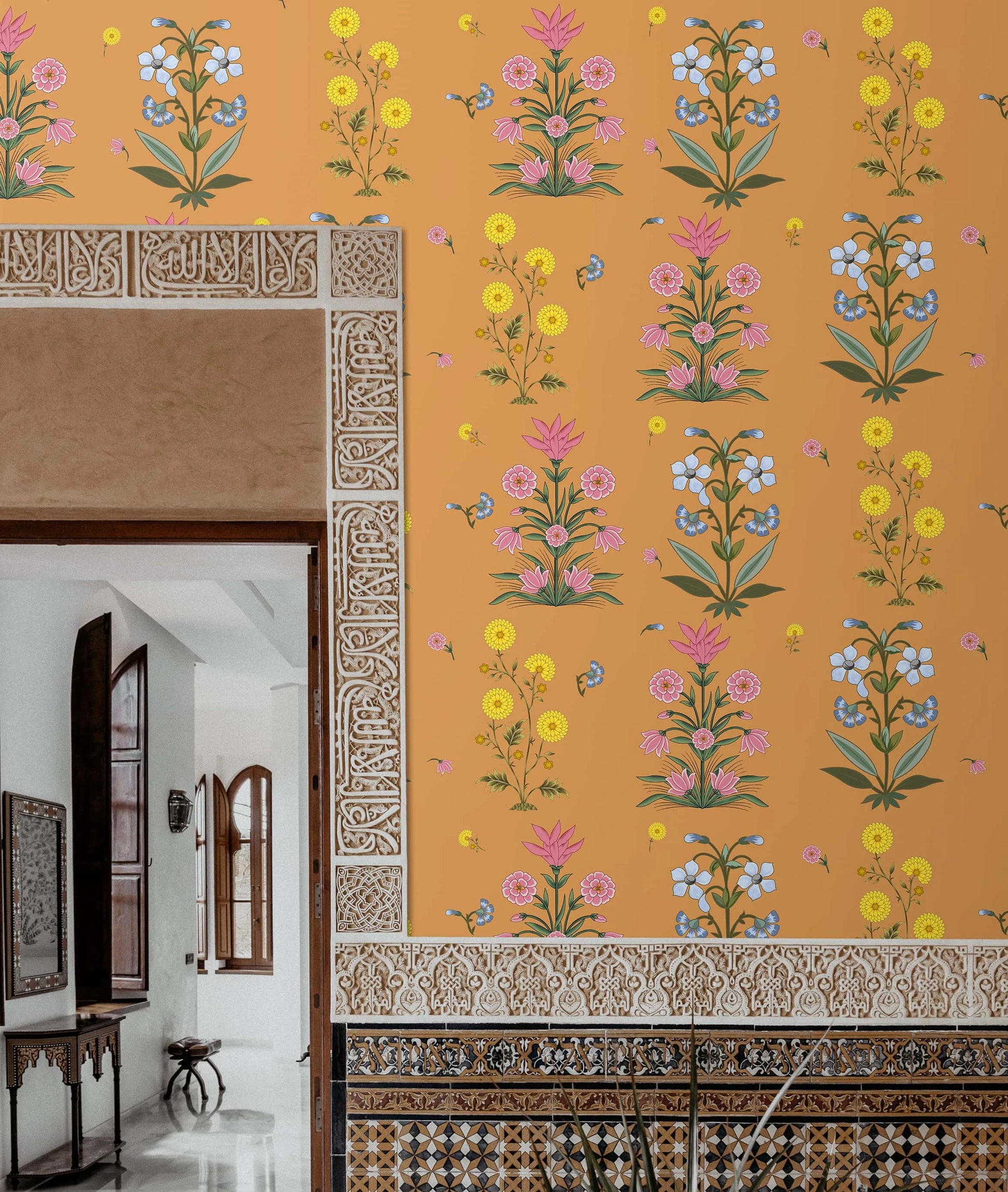 Indian Motifs Wallpaper for Walls, Deep Rust | Life n Colors
