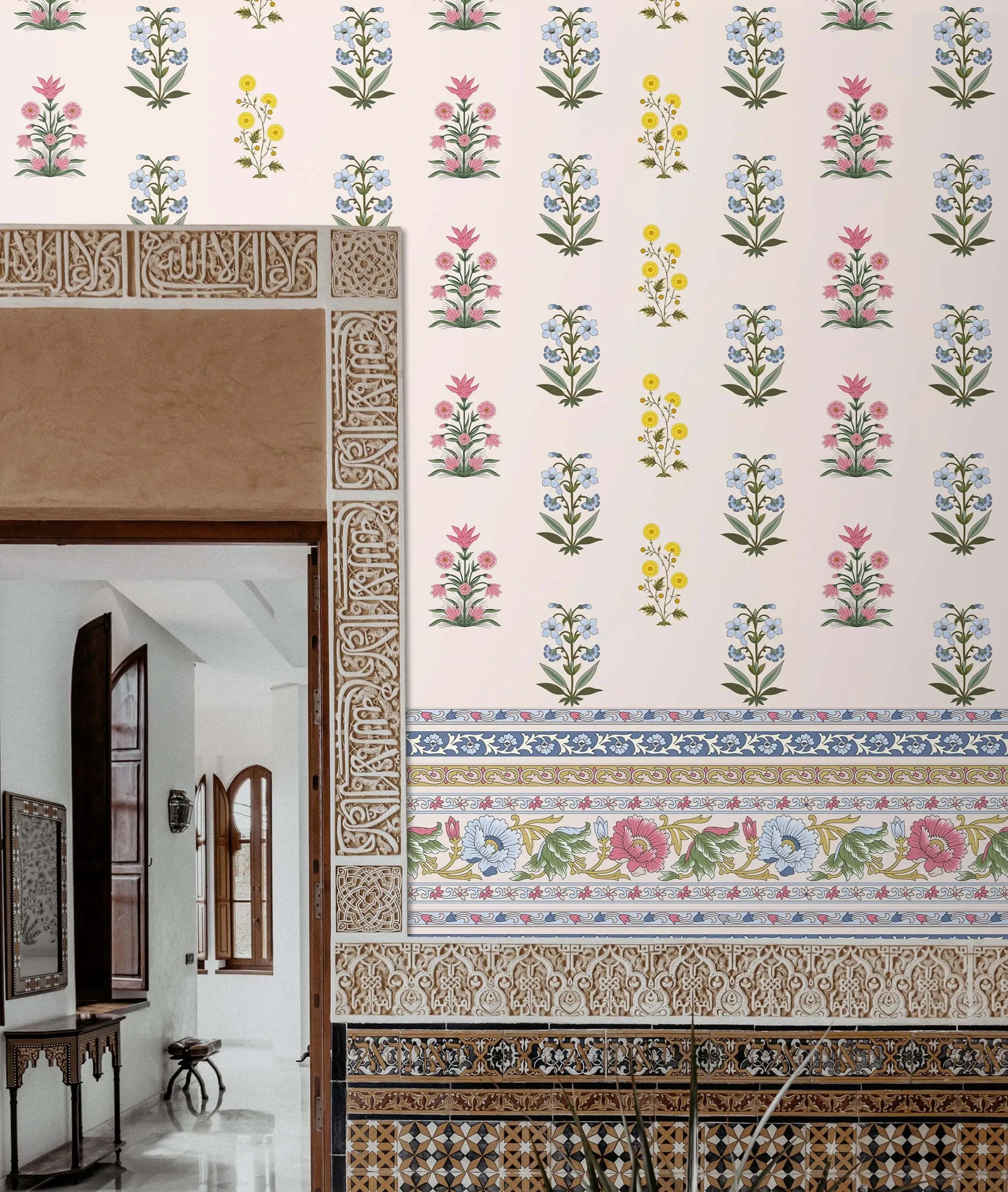 Kesari Blossom Indian Motifs Room Wallpaper