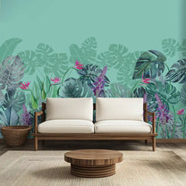 Charm, Nature Theme Based Tropical Wallpaper, Customised Teal Shop now