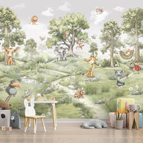 Buy Jungle Daydreams Kids Room Wallpaper Lion, Elephant, Giraffe, Birds, Trees.