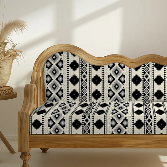 Buy Ikkat Geometric Pattern Sofa and Chair Upholstery Fabric in Black