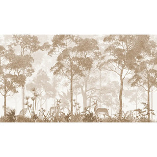 Vintage Forest Theme Wallpaper, Sandy Beige Color