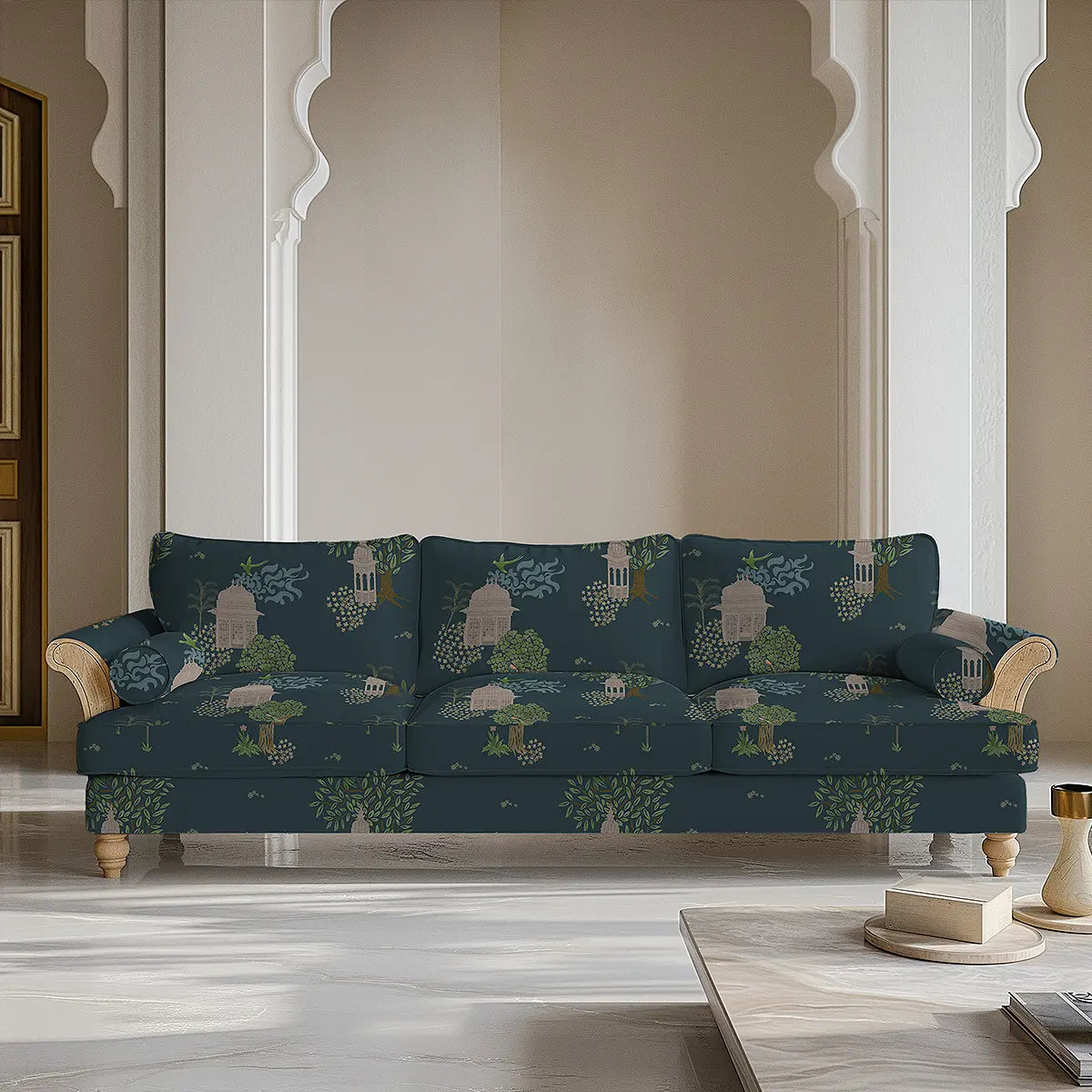 Buy now, Ananda Indian Theme Sofa and Chair Upholstery Fabric in Blue, fort