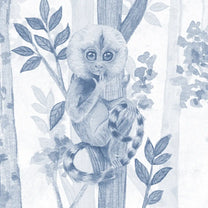 Jungle Tales, Nursery Room Wallpaper, Customised Blue Color 