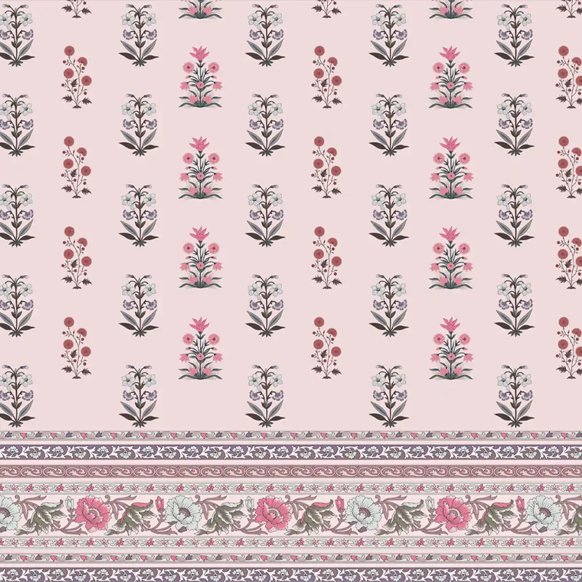 Buti Bliss Indian Motifs Room Wallpaper Pink Color