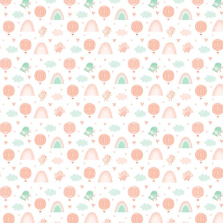 Birdies and Unicorns Design Wallpaper Roll in Peach and Green Color Buy Online