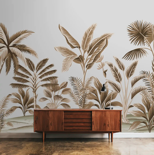 Vintage Color Trees Tropical Room Wallpaper shop now