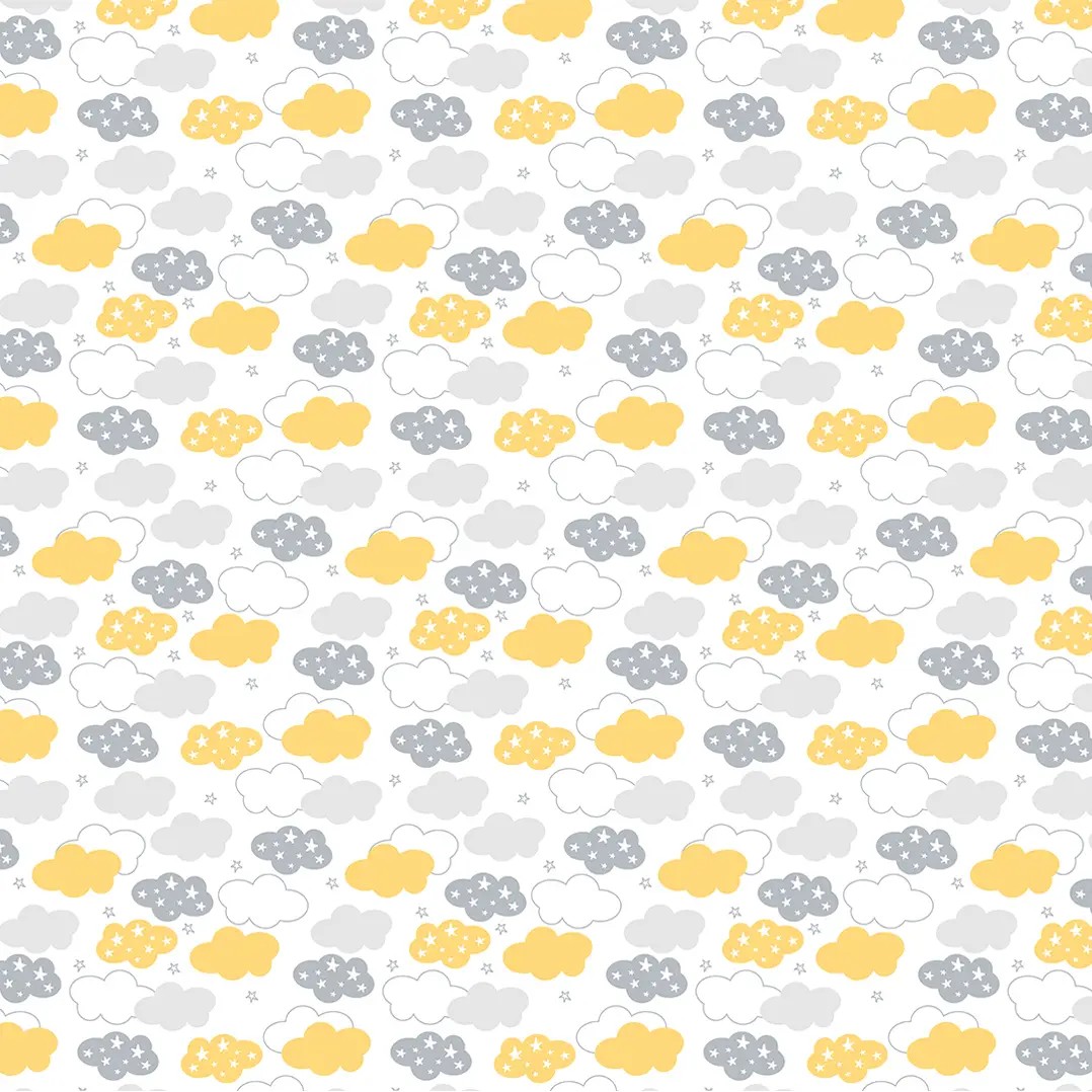 Starry Clouds Design Wallpaper Roll in Yellow and Grey Color Buy Online