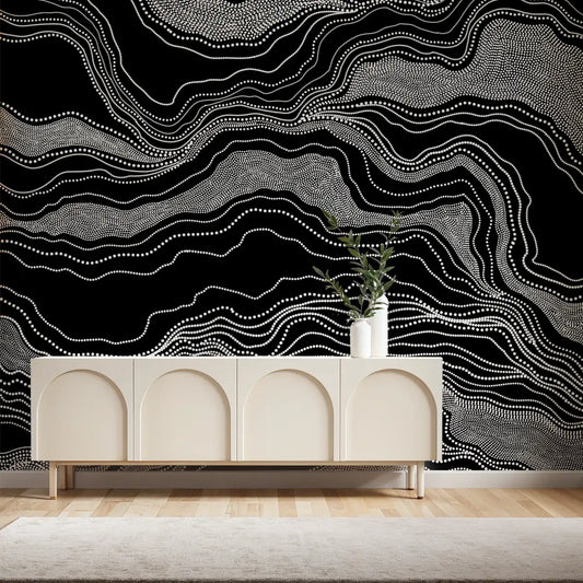 Infinite Flow Abstrtact Wallpaper, Blcak & White Background, Customised