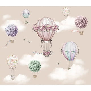 Floral Hot Air Balloons Young Kids Wallpaper