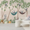 Niedliche Panda-auf-Hängematten-Tapete für die Wand des Kinderzimmers, individuell gestaltet