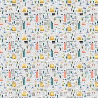 City life Design Wallpaper Roll in Pastel Color For Rooms