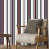 Stripes Design Wallpaper Roll in Blue and Maroon Color