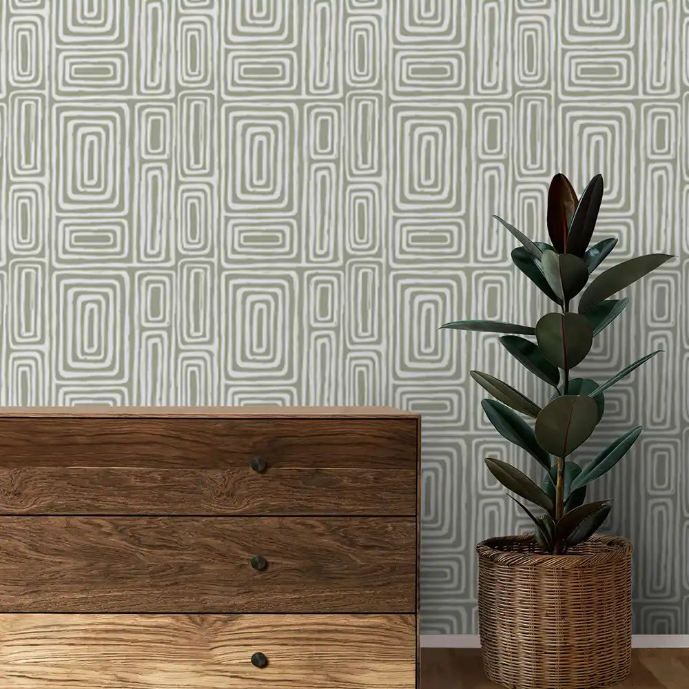 Escher Design Wallpaper Roll in Pale Green Color Buy Online