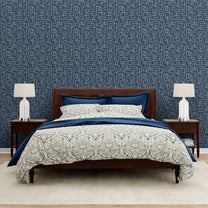 Buy Gridlock Design Wallpaper Roll in Blue Color