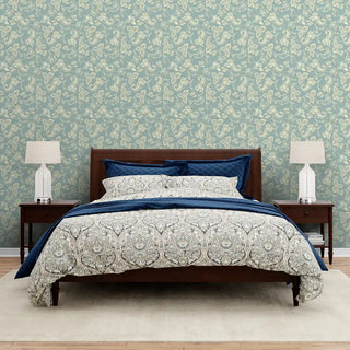 Cameo Design Wallpaper Roll in Teal Color For Rooms