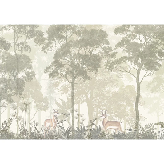 Vintage Forest Theme Wallpaper, Pastel Green Buy Now 