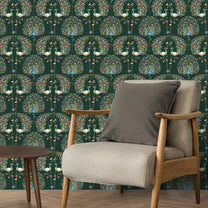 Shop Barkha Wallpaper Roll for Rooms in Bottle green Color