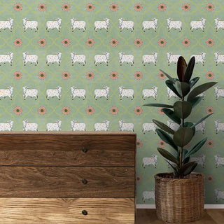 Shop Gauri Design Wallpaper Roll in Green Color