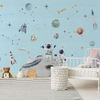 Papier peint Expédition spatiale de couleur bleue pour les enfants