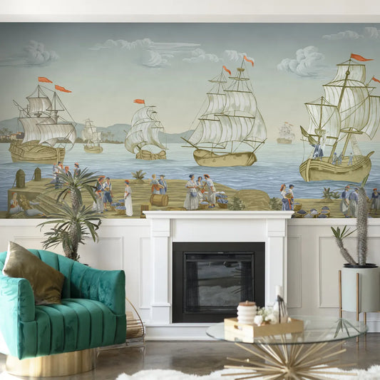 Shop Golden Galleons A Scenic Wallpaper Design Customised Orange