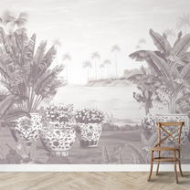 Buy Patio Paradise tropical Wallpaper Customised for Walls lilac