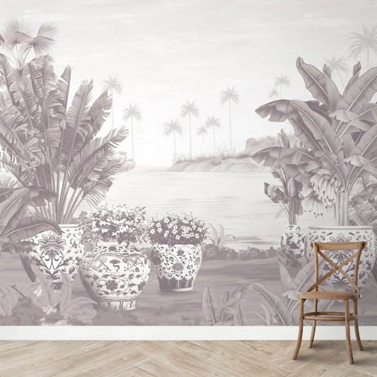 Buy Patio Paradise tropical Wallpaper Customised for Walls lilac