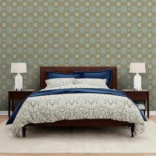 Rangoli Design Wallpaper Roll in Sage green Color Buy Online