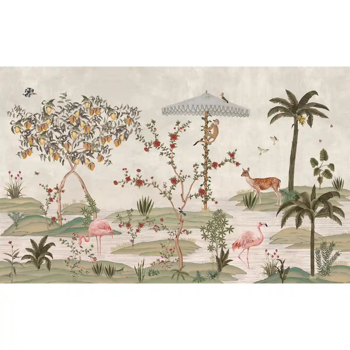 Gulbiya, Chinoiserie Wallpaper, Sukoon Collection, Ivory Color Customised Buy Now 