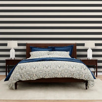 Harmonie Stripe Design Wallpaper Roll in Black and Beige Color for Rooms