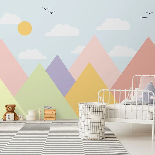 Kinderzimmertapete „Whimsy Peaks“ in Pastelltönen