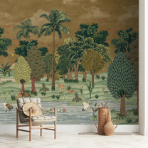 Ran Shringar Wallpaper Depicting Ranthambore Forest Designed for Walls muddy brown