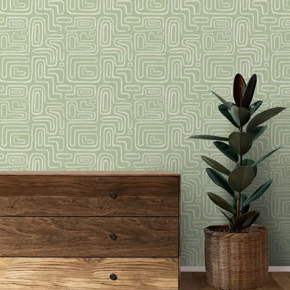 Triomphe Design Wallpaper Roll in Green Color Buy Online