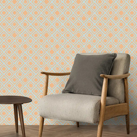 Radiance Design Wallpaper Roll in Orange & teal Color buy Online