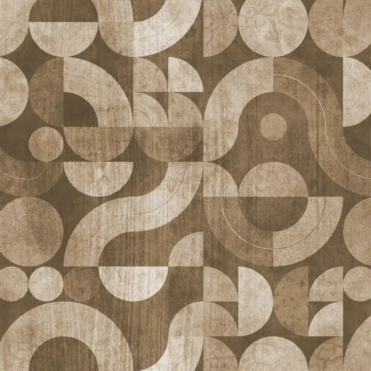 Sutra, Green Abstract Geometric Patten Wallpaper Sepia