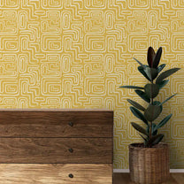 Triomphe Design Wallpaper Roll in Yellow Color