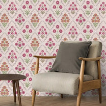 Phulwari Indian Design Wallpaper Roll in Pink Color for rooms