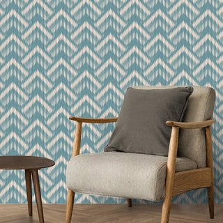 Diagonal Design Wallpaper Roll in Teal Color