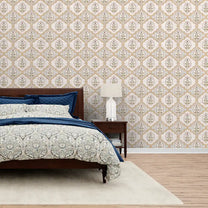 Gulshan Indian Design Wallpaper Roll in Sand Color for  Rooms