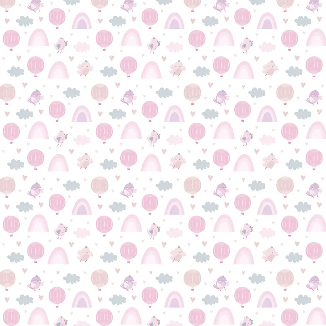 Birdies and Unicorns Design Wallpaper Roll in Grey and Pink Color Buy Online