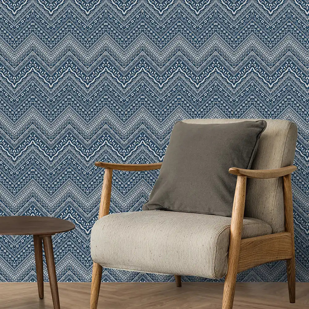 Horizon Design Wallpaper Roll in Blue Color for Rooms