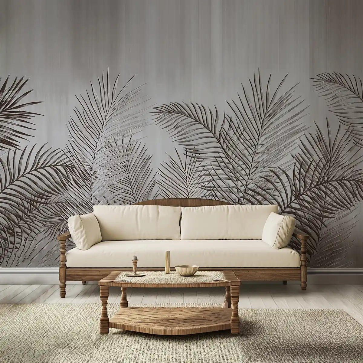 Buy Dark Tropical Leaves in Textured Background Customised Wallpaper