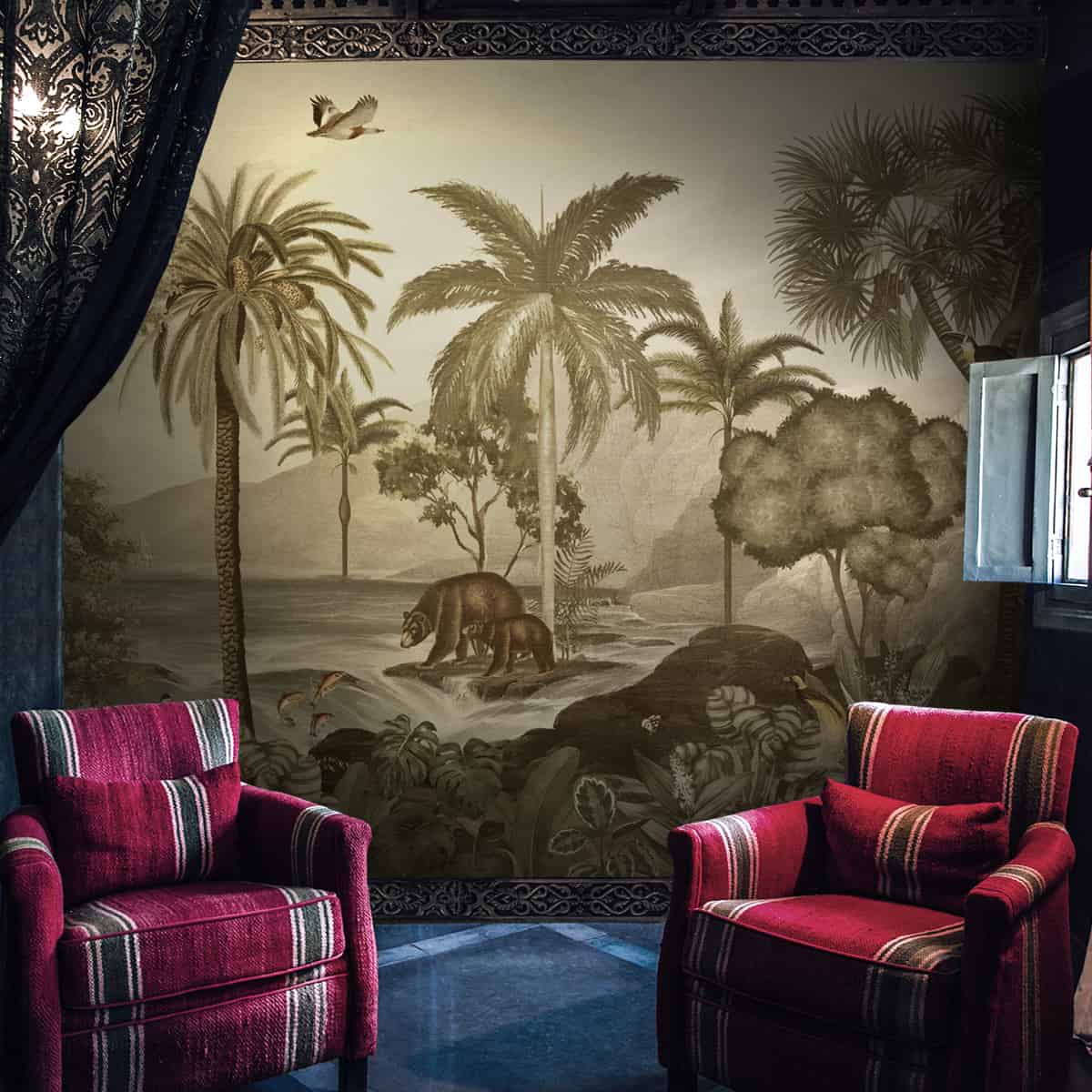 Anandvan, Jungle Theme Wallpaper, Customised, Sepia